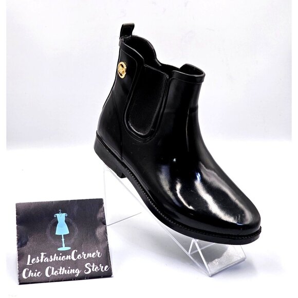 Michael Kors Women's Black Rubber Waterproof Chelsea Rain Boots Size 8 2378 - Picture 12 of 16